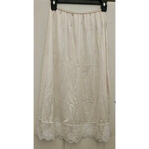 Vintage Cream Lace Trim Half Slip Lingerie Skirt Elegant Undergarment 27"